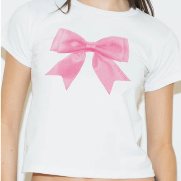 Bow Baby Tee NEW In Print We Trust - Picture 1 of 3